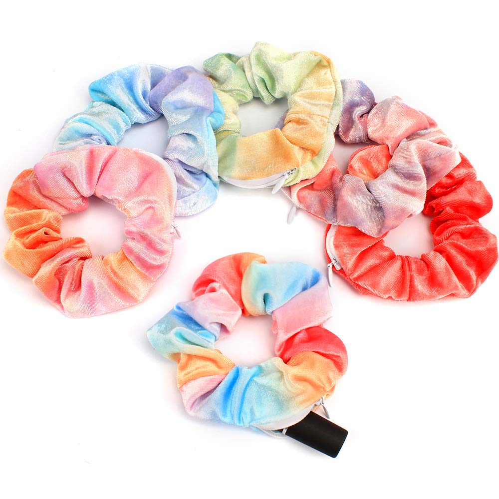 Aprince 6pcs scrunchies for hair scrunchies velvet scrunchies with pockets towel scrunchies for hair scrunchie with zipper scrunchie velvet kitsch towel scrunchie with pocket loki stashed scrunchies