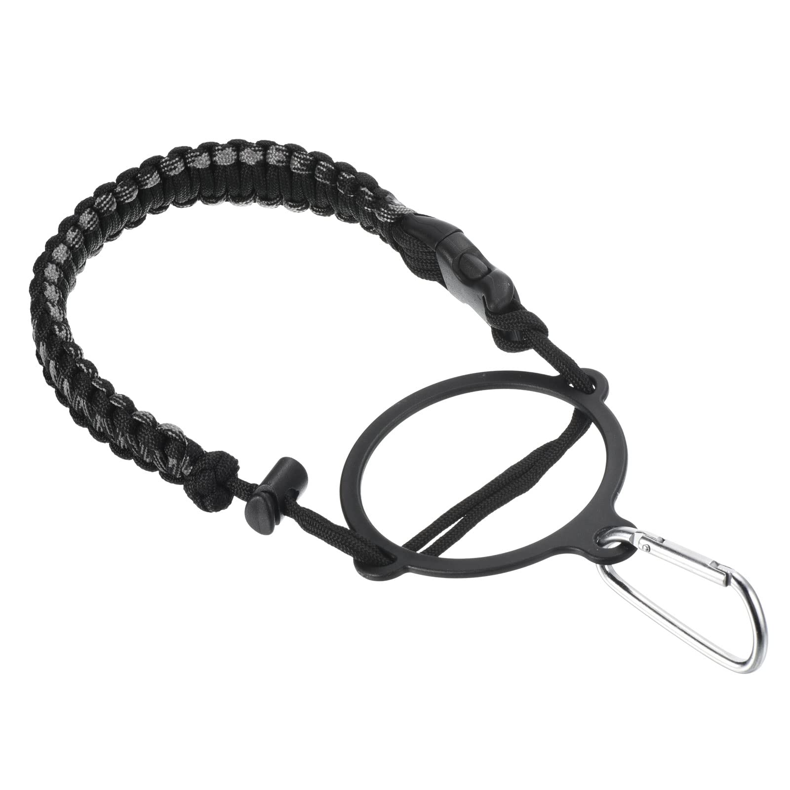 PATIKIL Water Bottle Holder, Paracord Handle Lanyard Strap Carrier with Ring for 12oz to 64oz Wide Mouth Bottles, Camo Gray, Black