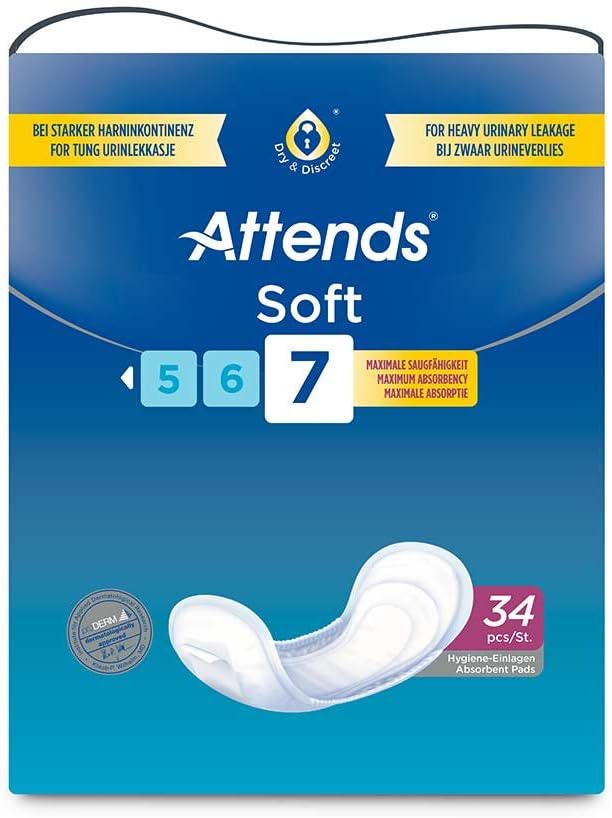 Attends Soft 7, 136 Units (4 Packs of 34) 204818, White, Level 7
