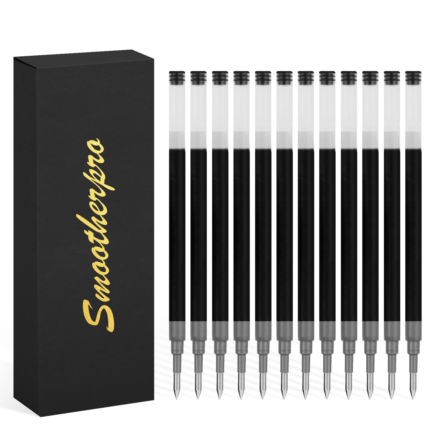 SMOOTHERPRO Gel Ink Refills | Compatible with Pilot G2 | for Bolt Action Pen Fine Point Black Ink(G212) | 12 Pack
