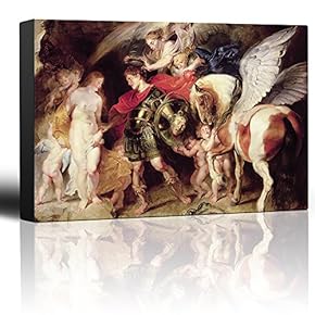 Oil Painting of Perseus and Andromeda by Peter Paul Rubens - Baroque Style - Angels, Pegasus, Catholic - Canvas Art Home Art - 12x18 inches