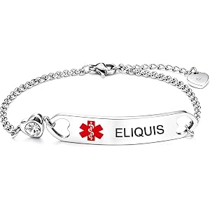 COMTRUDE Medical Alert ID Bracelet Jewelry for Women With CZ | Engraved Medical ID Hypoallergenic Stainless Steel Chain Brace