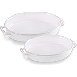 Jemirry Ceramics Baking Dish Set, Oval Roaster, Set of 2, Casserole Dish, Lasagna Pan for Cooking, Au Gratin Pans, Reactive G