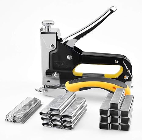 Amazon ガンタッカー ３種類の替針対応 コ型 U型 T型 ハンドタッカー ステープルガン 木工用 壁紙 補修 革シート補修 木材裏止め等で対応 ステープルリムーバー付き 紙綴じ作業 Diy 打ち込み強さ調整可能 替針3000本付き ガンタッカー