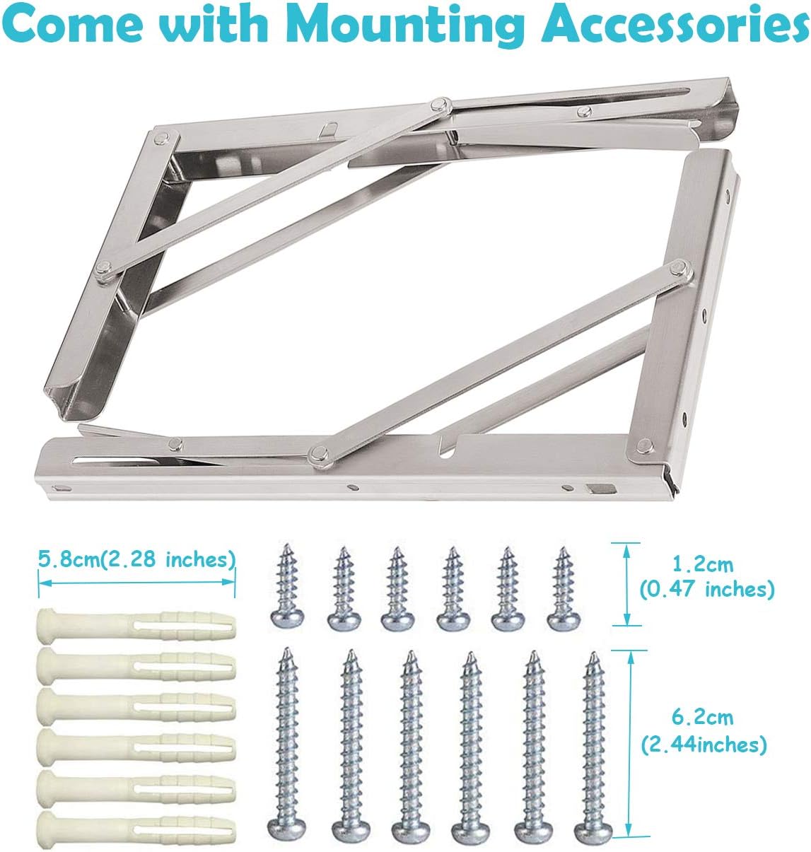 CUZURLUV 20'' Folding Shelf Brackets Max. Load 550 lb, Heavy Duty Stainless Steel DIY Wall Mounted Shelf Bracket Space Saving for Table Work Bench, Pack of 2: Home Improvement