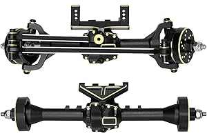 LRFHL Aluminum Front and Rear Axles with Brass Counterweight Diff Covers Upgrade Parts for 1/32 Redcat Ascent-32 RC Crawler U