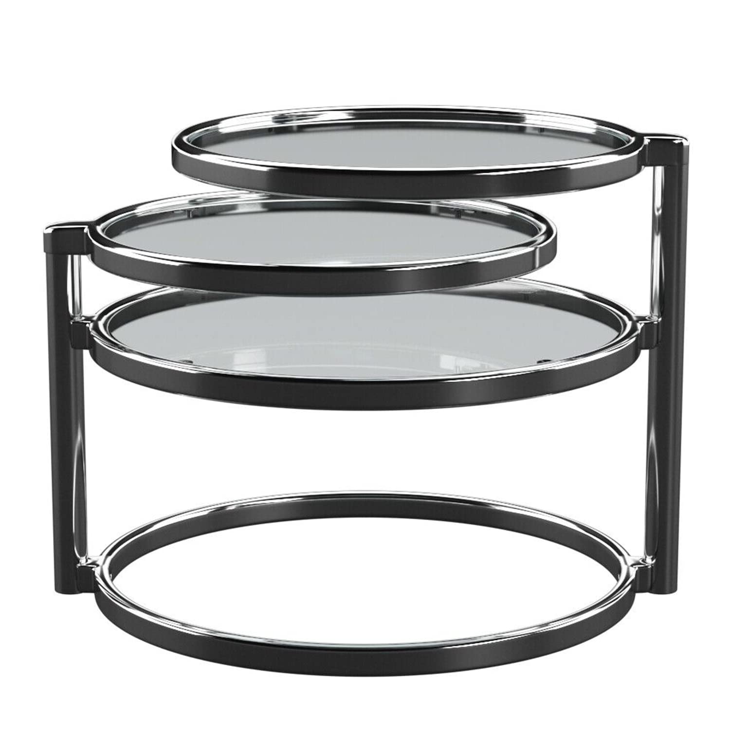 ASPECT Eterntity Glass Coffee Table Frames with Swivel Motion, Chrome/Clear, 58x50x43 cm,CT11C