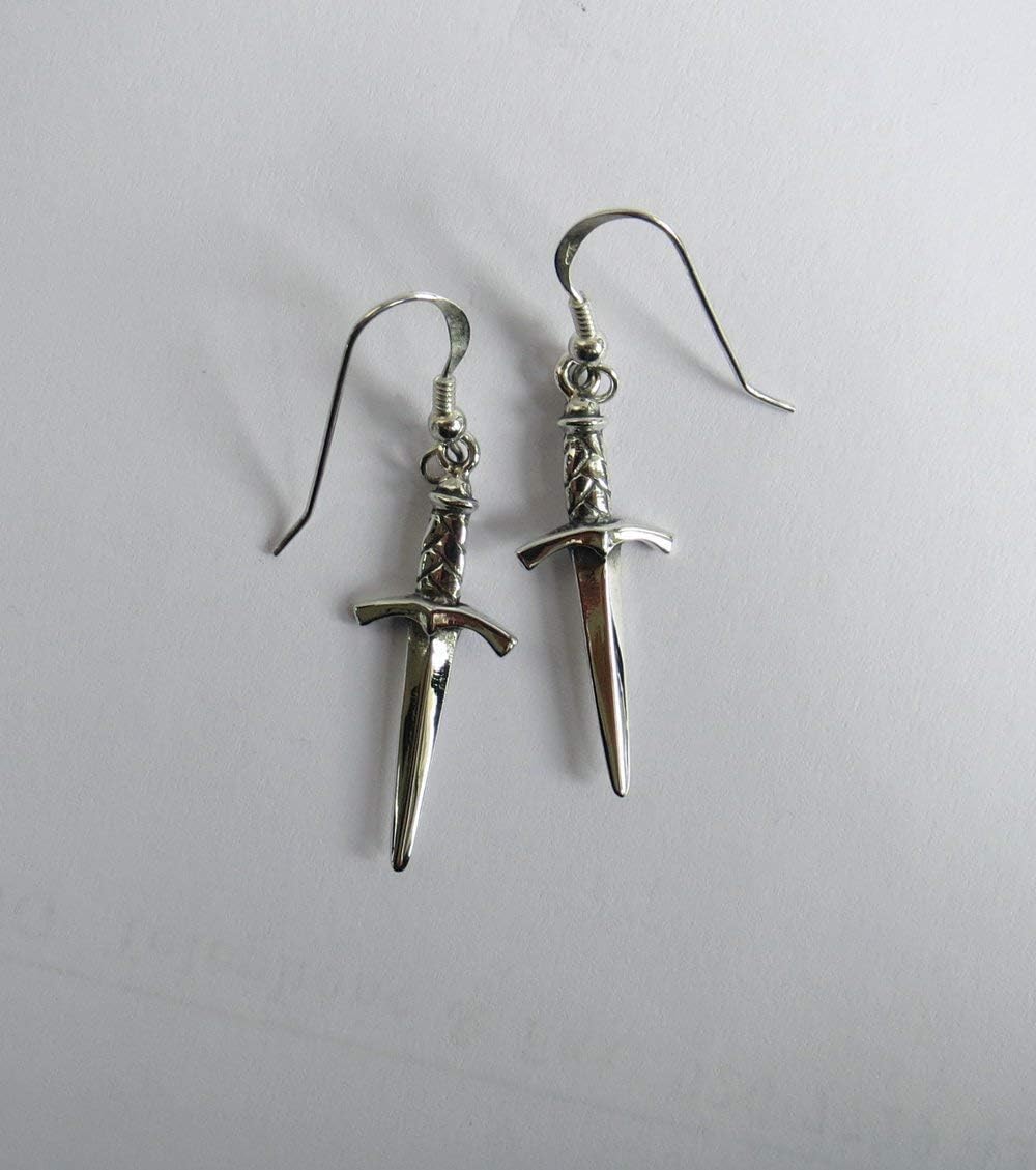 Dagger earrings, solid sterling silver, hallmarked