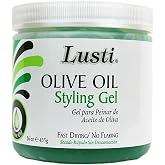 Lusti Olive Oil Styling Gel, 16 fl oz - Fast Drying, No Flaking - Control Frizz &amp; Fly Away Hairs