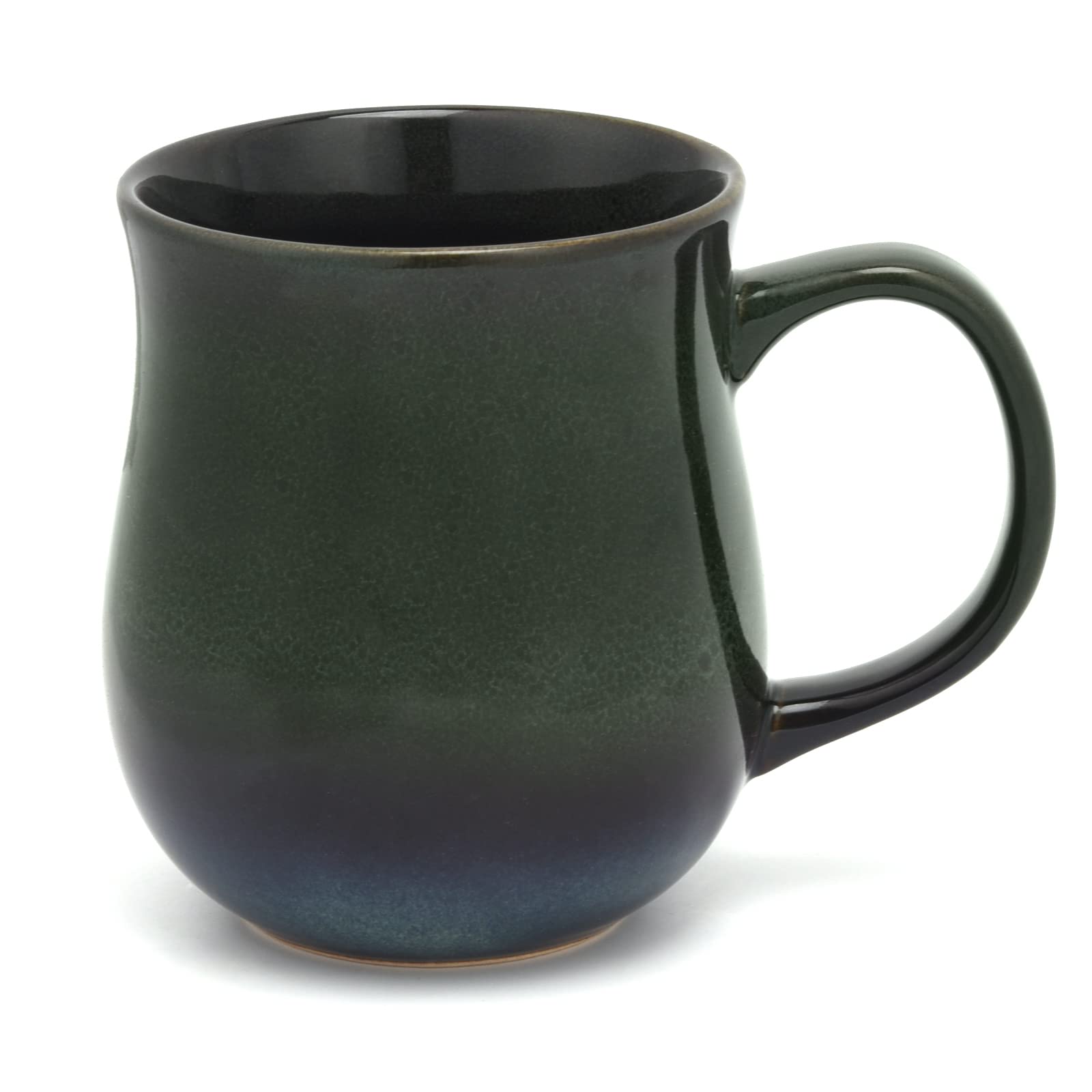 SECELES 500ml Large Ceramic Coffee Mug with Big Handle, 20 Oz Handmade Kiln Change Glaze Big Tea Cup for Office and Home, Hot and Cold Drinking, Microwave Dishwasher Freezers Safe (Ink Green)