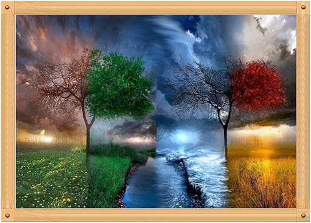 Ultnice Kit Ricamo Diamante 5d Punto Croce Diamante Completo Pittura Diamante Albero Delle Quattro Stagioni Paesaggio 40 X 30 Cm Amazon It Casa E Cucina