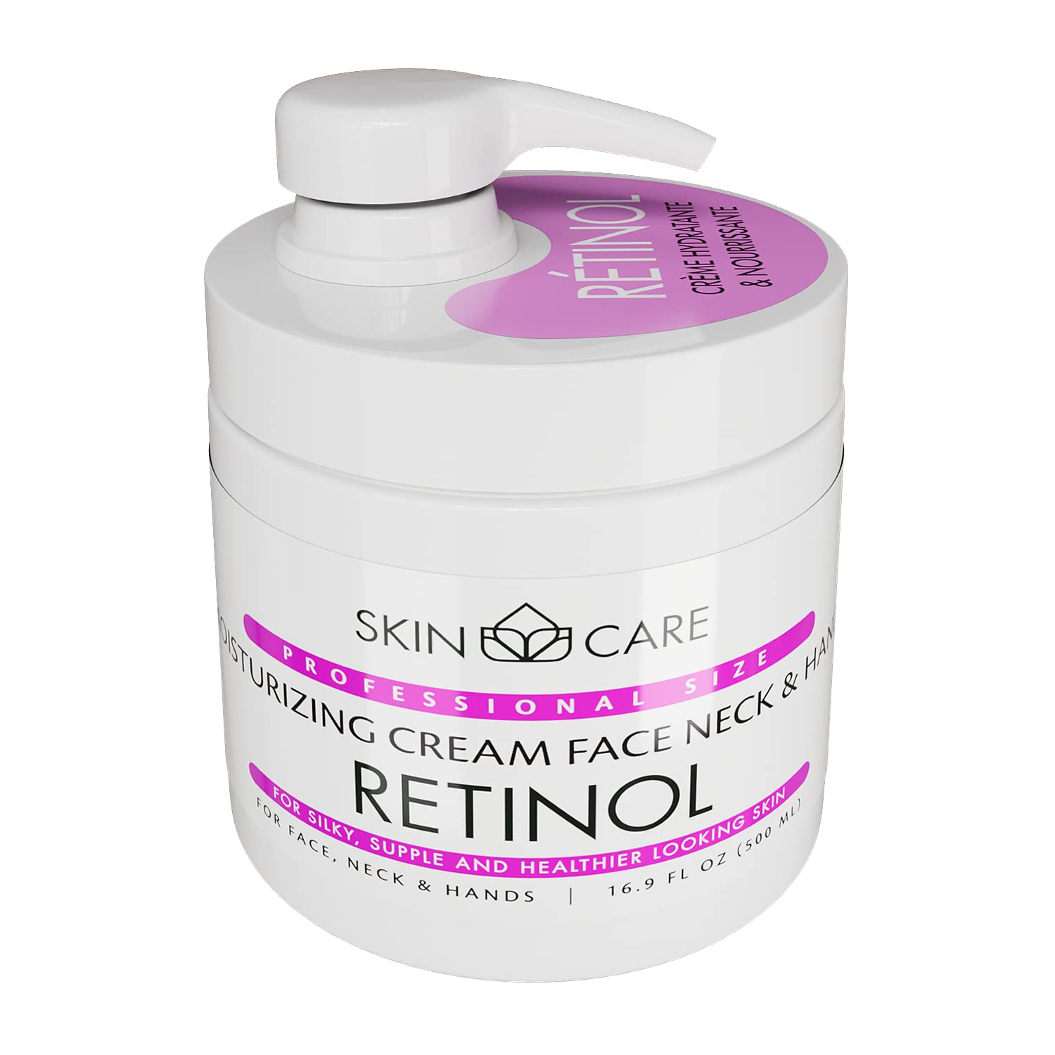 Skin Care Retinol 3-in-1 Moisturizer Face, Neck & Décolleté Cream - Treatment for Crepey Skin, Wrinkles and Sagging - Daily Lotion for All Skin Types (500ml)