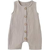 Cecobora Infant Newborn Baby Boys Girls Cotton Linen Romper Summer Jumpsuit Sleeveless Overalls Clothing Set