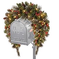 CC Christmas Decor 36" Crestwood Spruce Mailbox Cover with Silver Bristle - Warm White LED Lights Battery Operated