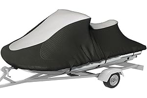 Jet Ski Cover VINPATIO 600D Trailerable Jetski Cover, Heavy Duty 100% Waterproof and UV Protection PWC Cover, Compatible with Seadoo Yamaha Kawasaki Honda Polaris Jet Ski 116"-126" L