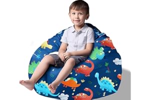 DAFFTOS Stuffed Animal Storage Bean Bag Chairs(No Filler) Toy Organizer Bags Chair Cover for Kids Cotton Canvas Beanbag with Zipper Organizing Keep Room your Plush Toys and More Organized