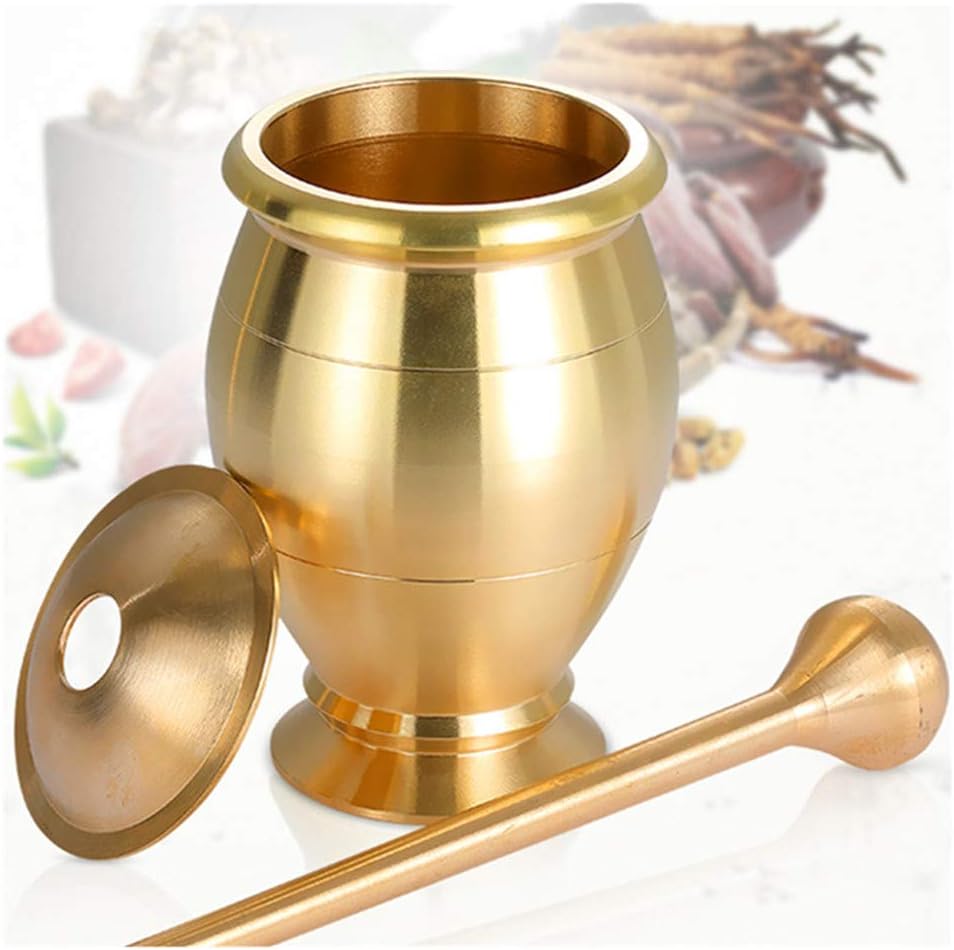 JYL Durable Copper Pestle Spice Herb Seed Grinder Salt and Pepper Mill Crusher for Laboratory Kitchen Clinic