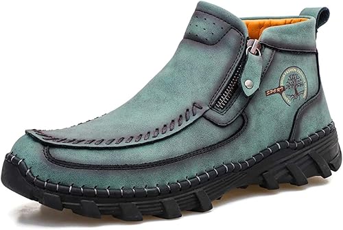 menico men hand stitching vintage microfiber leather lace up comfy soft ankle boots