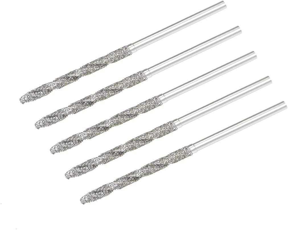 sourcing map 1.7mm Diamond Twist Drill Bits High Speed Steel for Glass Sea Shells Stone Tiles 5 Pcs
