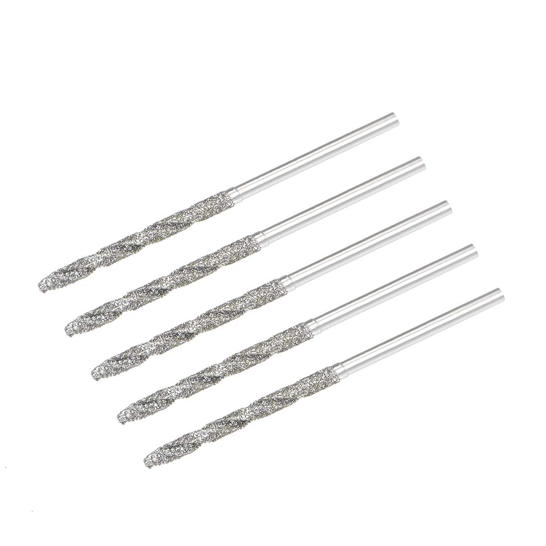 sourcing map 1.7mm Diamond Twist Drill Bits High Speed Steel for Glass Sea Shells Stone Tiles 5 Pcs