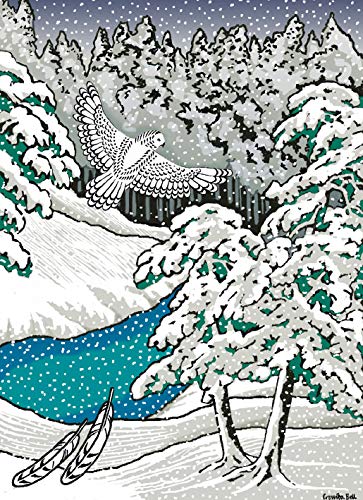 Museums and Galleries Pack of 8 Illustrated Christmas Cards (341248 XPB) - Snowy Owl in Flight by Cressida Bell