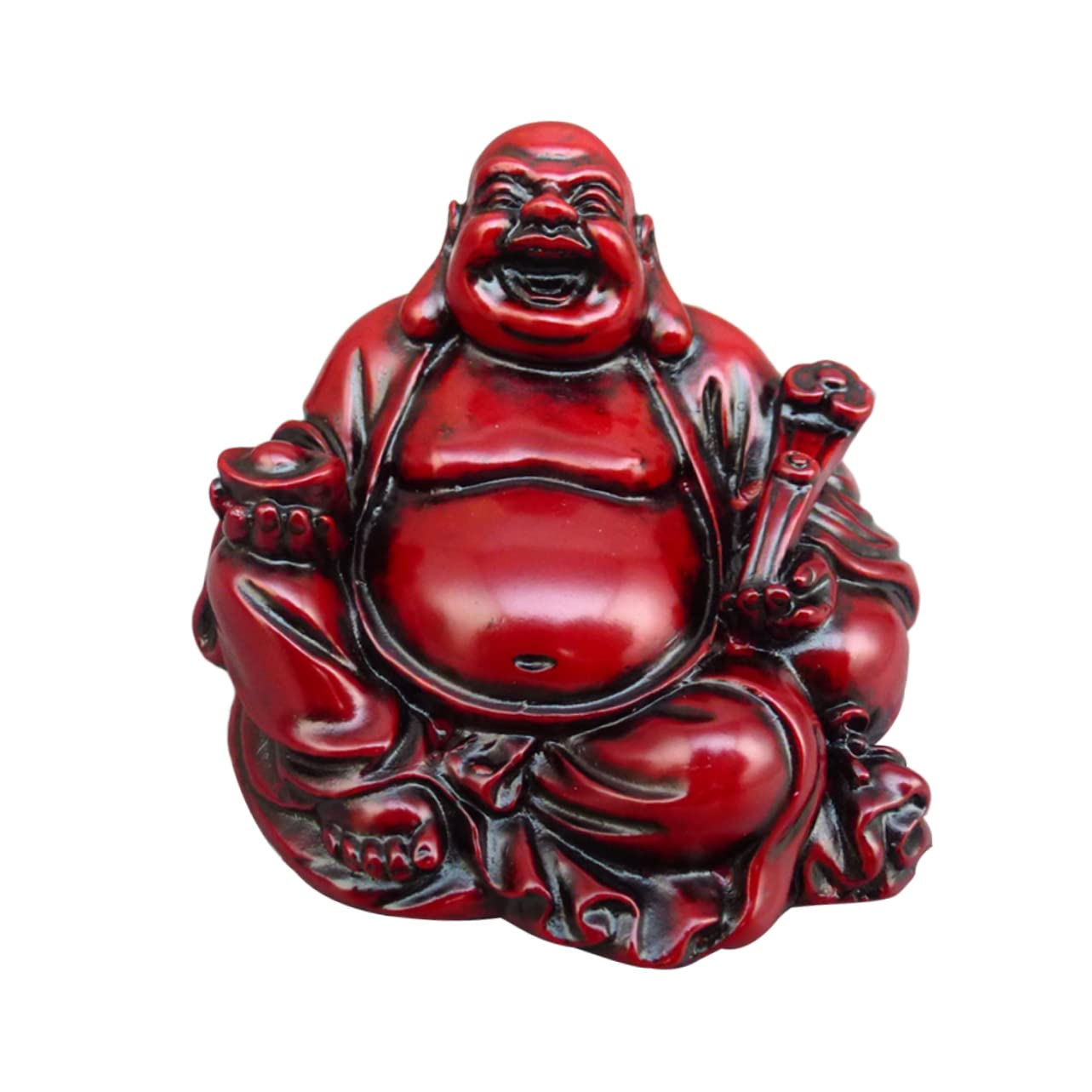 WOONEKY Happy Statues Statute Desk Tabletop Statue Figurine Decorations Car Small Red Fengshui Garden Sculpture Maitreya Lucky& Shown Buddha As Antique Home Decoration Room Inch for