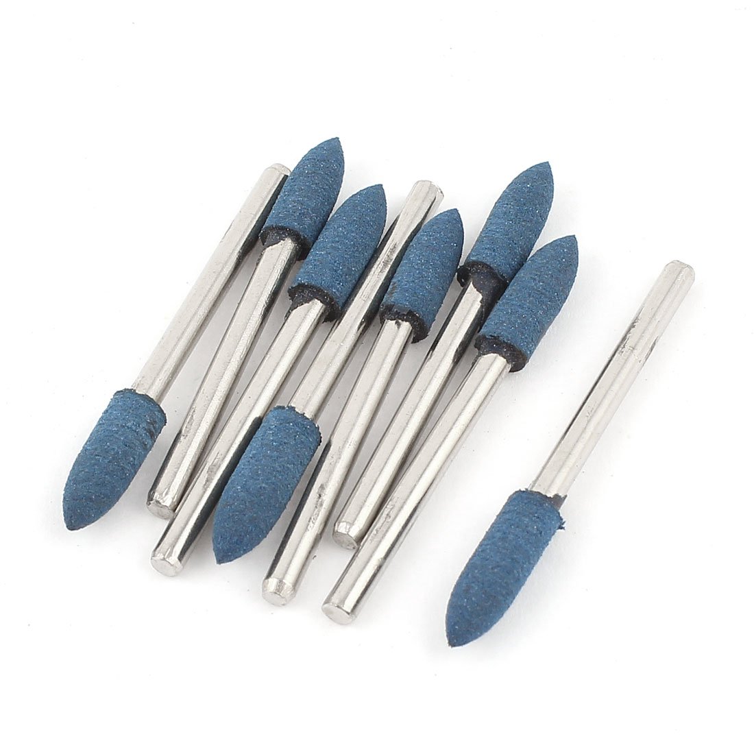 sourcingmap 3mm Shank 5mm Cone Head Blue Rubber Polishing Mounted Point 8 Pcs