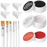MEICOLY Clown Makeup Kit,White Black Red Face Body Paint for Halloween Devil Joker Zombie Vampire Skeleton SFX Makeup,Pro Oil Based Body Paint with 6 Painting Brushes,4 Sponges,130g/4.59 oz