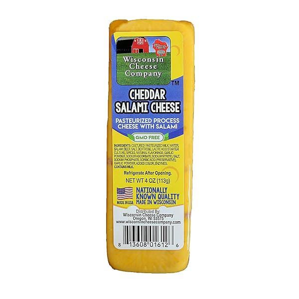 WISCONSIN CHEESE COMPANY – SPECIALTY CHEESE & SUMMER SAUSAGE GIFT BOX – 100% WISCONSIN GOUDA, SMOKED CHEDDAR, SALAMI, TOMATO BASIL CHEDDAR, SWISS (PACK OF 5 BLOCKS) | PERFECT FOR PARTIES, CHARCUTERIE BOARDS, AND HOLIDAY GIFTS