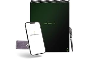 Rocketbook Smart Reusable Notebook, Flip Letter Size Spiral Notebook, Green, (8.5" x 11")