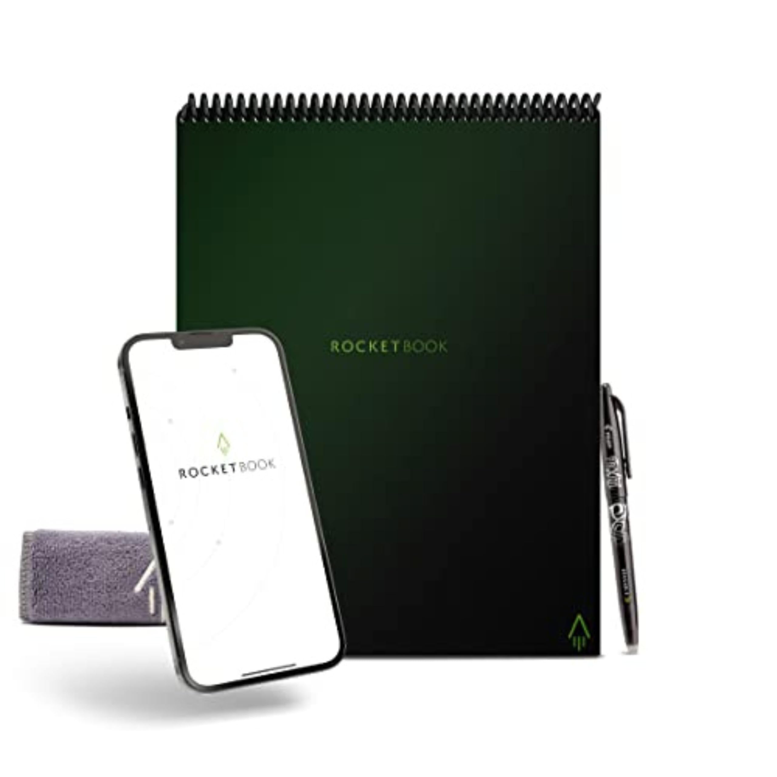 ROCKETBOOK Smart Reusable Notebook, Flip Letter Size Spiral Notebook, Green, (8.5" x 11")