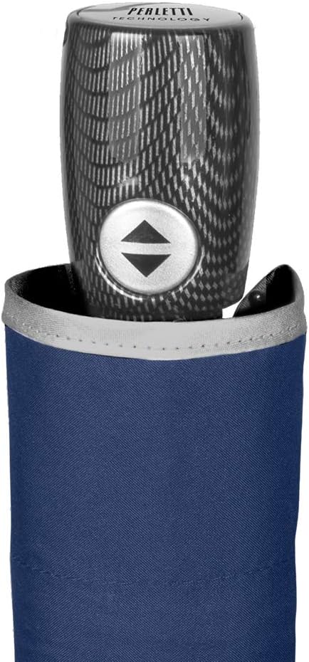 PERLETTI Reflective Folding Umbrella Blue Man Woman Windproof Resistant Brolly Ultra Leightweight Grey Border