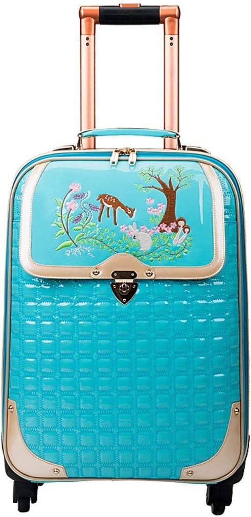 Femoooboro Student Code Rod Leather Suitcase - Blue 24"