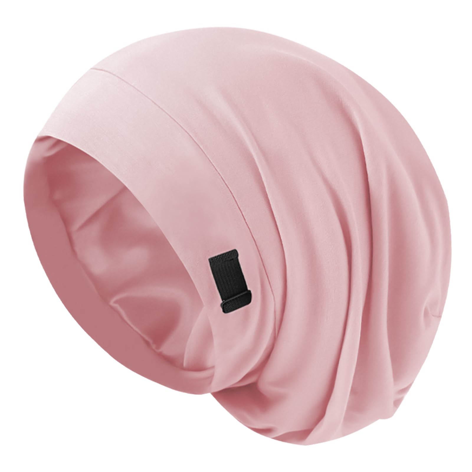 Photo 1 of Silk Satin Lined Bonnet Hair Bonnet for Sleeping Slouchy Night Sleep Cap Hat for Women Adjustable Beanie Hair Wrap for Curly Natural(Pink, 1Pcs)