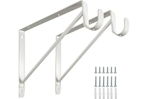 AGANS 2 Pack Heavy Duty Closet Shelf and Rod Brackets,Shelf Brackets Clothes,Closet Shelves Bracket with Rod Shelving Support,with Screws White