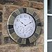 Lily's Home Hanging Wall Clock, Includes a Thermometer and Hygrometer and is Ideal for Indoor and Outdoor Use, Faux-Slate (13 Inches)