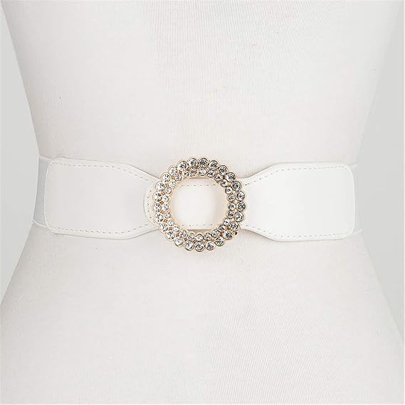 Womens Wide Waist Dress Belt Faux Pearl Elasticated Belt Women's Wide