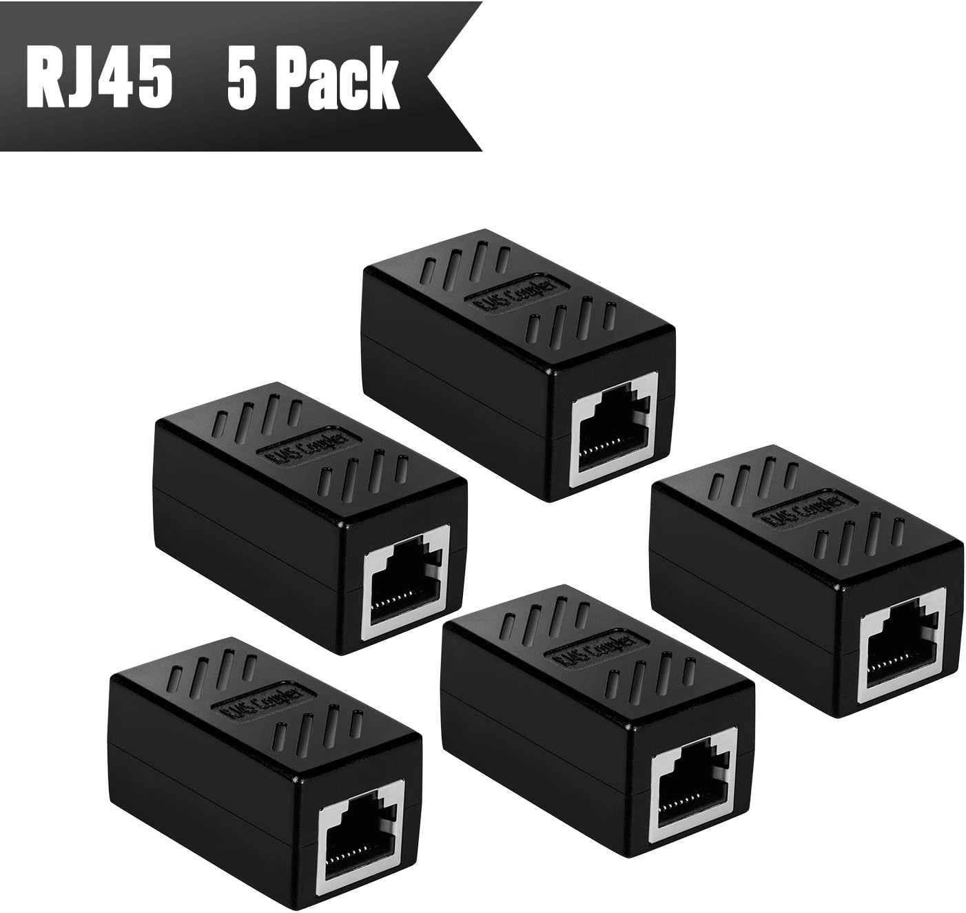 RJ45 Coupler 5 Pack - CableGeeker Ethernet Cable Extender Adapter Female to Female (for Cat7, Cat6, Cat5e) Internet LAN Cable Extension