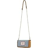 True Religion Women's Zip-Around Wallet with Chain Strap, Denim, One Size