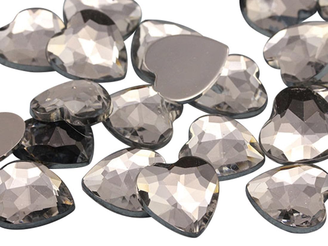 Allstarco 25mm Crystal JG06 Flat Back Heart Acrylic Rhinestones 1 Inch Costume Plastic Gems Cosplay Jewels for Valentine's Party - 18 Pieces