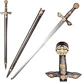 Claymeur Stainless Steel Medieval Cross Crusader Knight Templar Sword for Collection, Cosplay, Display-32.9 Inch