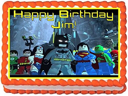 Lego Batman Personalized Edible Cake Topper Image -- 1/4 Sheet -- 8" x 10.5"