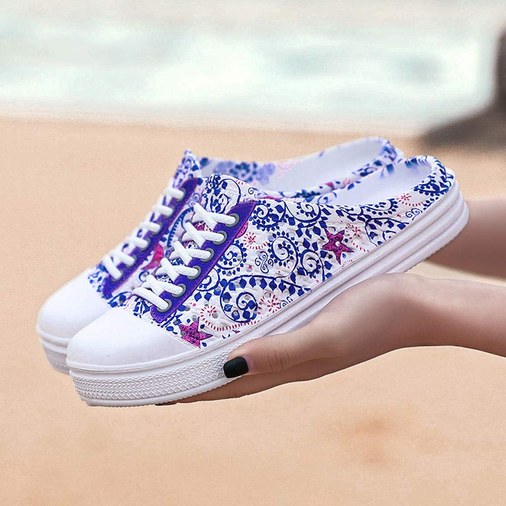 Overmal Sabots Femme Fille Chaussures de Plage Piscine Chaussons Chaussures de Outdoor 2020 Printemps et été Nouveau Impression Flats Sandales Chaussures de Pluie Hollow Out