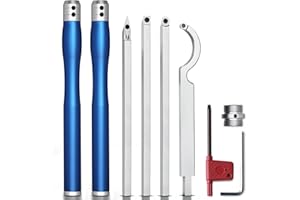 FEOTVO Carbide Lathe Tools, Christmas Gifts Wood Lathe Tools with Removable Handle, 【 Latest Upgraded】Turning Tool with Adjustable Connector including Swan Neck Hollower, Rougher, Finisher(Blue)
