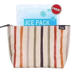 Insulated Reusable Eco Snack bag, Sandwich bag, Food Pouch, Insulated Lunch Bag, Insulin Cooling Case, golf pouch, Waterproof, Work, Picnics, Travel, Men, Woman,(Stripe, Medium)