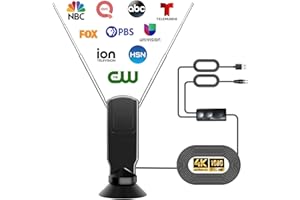 CXYHMG TV Antenna for Smart TV, 360° Reception Digital HD Antenna Without Cable Indoor Outdoor, Support 4K/8K/1080p for Free Local Channels, with Super Signal Booster, 1 PCS. (Black, 3.31IN)