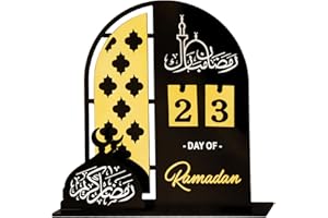 hhdatc Acrylic Countdown Advent Calendar 31 Days Til Eid' Lantern Design, Eid Mubarak Ornament for Ramadan Kareem Tabletop Decorations(black)