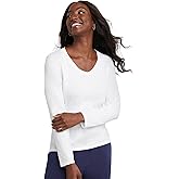 Hanes Womens Originals Long Sleeve Cotton V-Neck T-Shirt, Lightweight V-Neck Tee, Modern Fit