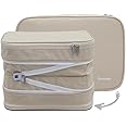 Branden Compression Packing Cube, Large, Sandbeige | Travel Essentials l Luggage Organizer l Self Compression Organizer for Travel l Overnight Trip, Road Trip, Beach, Cruise