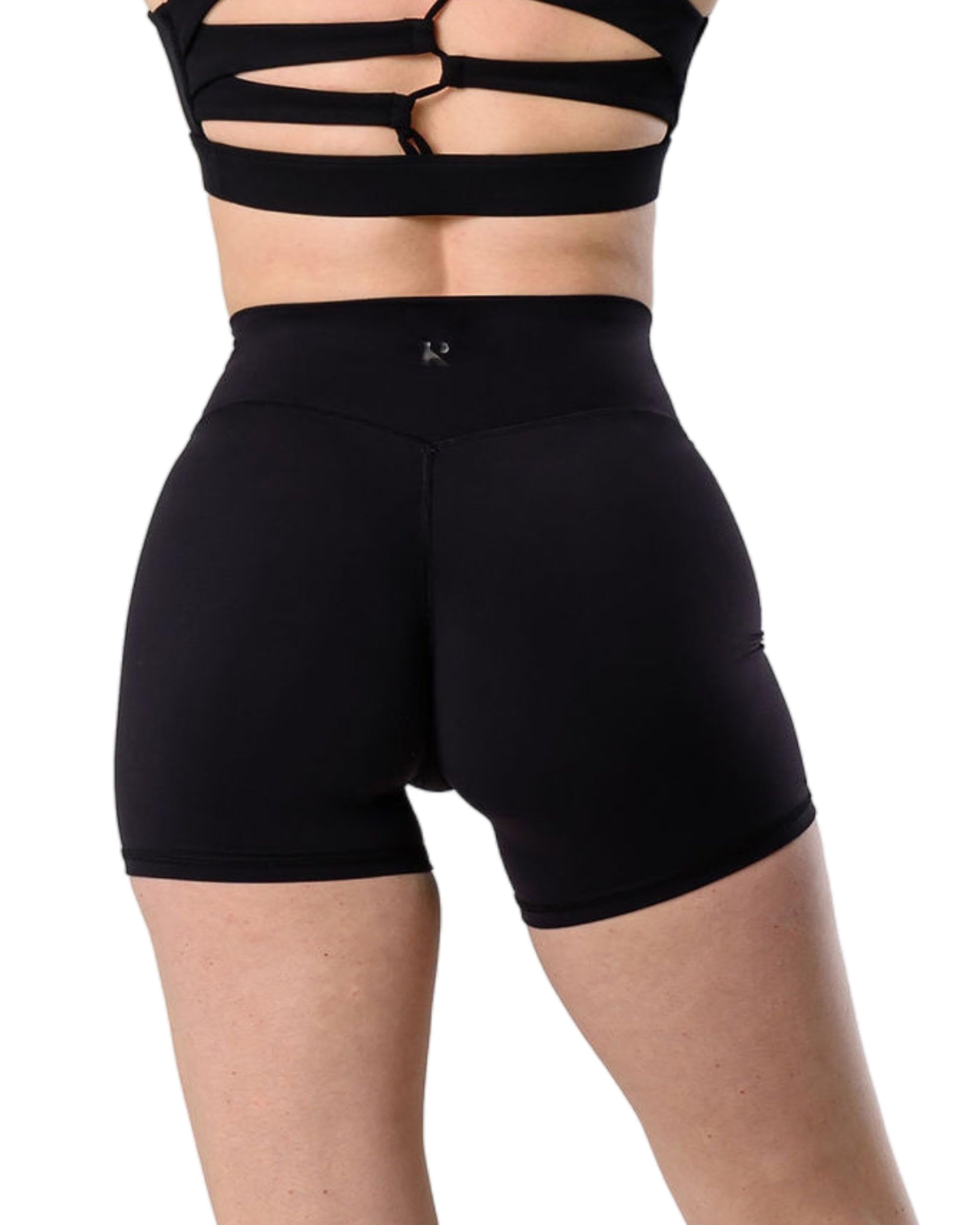 Photo 1 of Kamo Fitness Featherlite Enhance 6" Women's Biker Shorts - Lifting Scrunch, No Front Seam, Soft Lightweight Fabric, Butt-Lifting High Waist Yoga Shorts (Black, S)